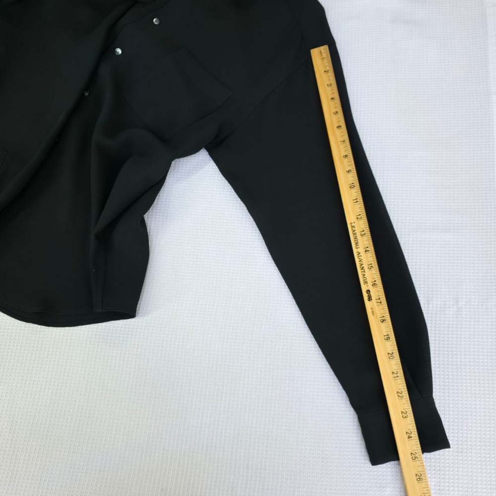 Yamato Japan Shirt Men M Black Textured Long Sleeve Minimalist Quiet Luxury - Picture 10 of 13